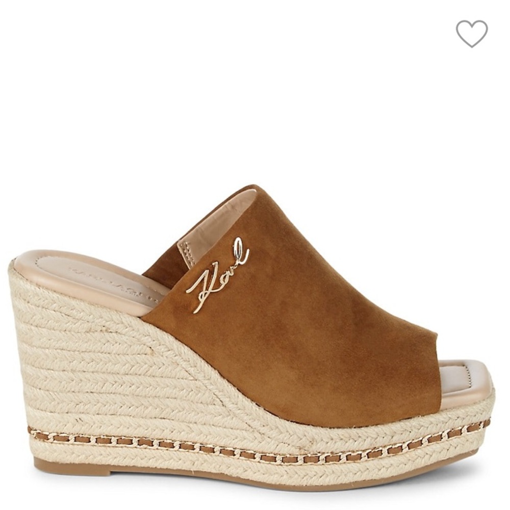 KARL LAGERFELD NWT - Korissa suede espadrille wedge sandals size 10